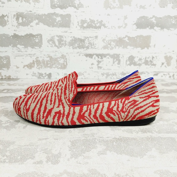 NEW Rothy's The Flat Red Zebra Round Toe Slip On Loafers V209